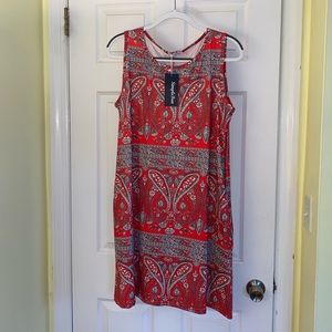 Bohemian print tunic swing dress with pockets